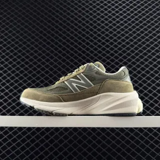 New Balance U990 Olive Green Suede Mesh Chunky Sneakers