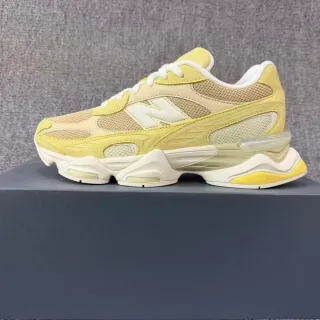New Balance Yellow Beige Wave Midsole Mesh-Suede Hybrid Upper Chunky Sneakers