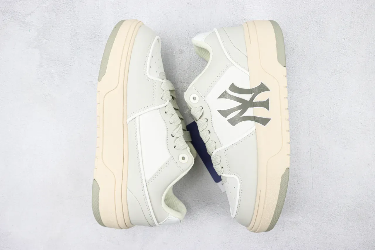 New Era Platform Sneaker Beige Gray Low-Top Leather-Like Upper Lifestyle Sneakers 2