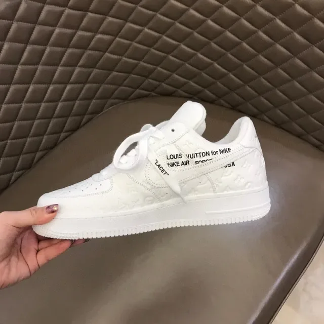 Nike Air Force 1 All-White Embossed Monogram Lifestyle Sneakers 3