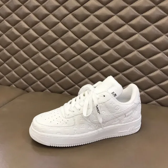 Nike Air Force 1 All-White Embossed Monogram Lifestyle Sneakers 5