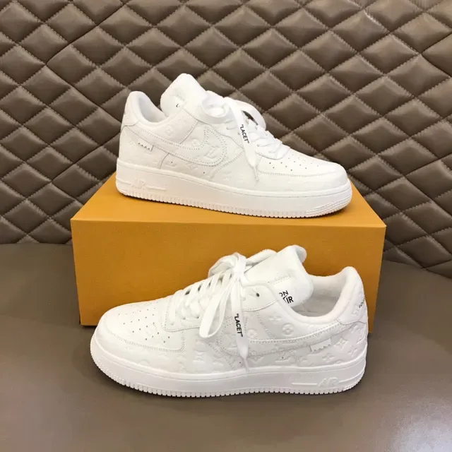 Nike Air Force 1 All-White Embossed Monogram Lifestyle Sneakers 7
