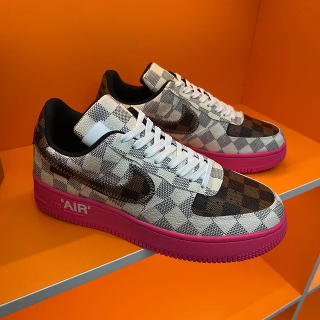 Nike Air Force 1 Damier Check Pink Sole Lifestyle Sneakers 8