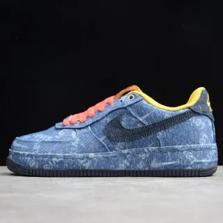 Nike Air Force 1 Denim Blue Orange Laces Lifestyle Sneakers