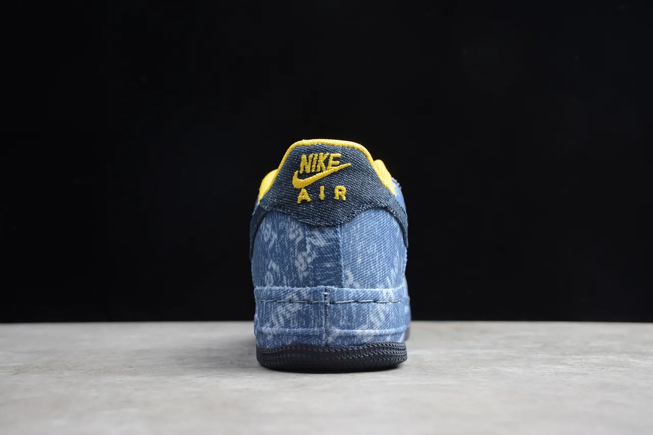 Nike Air Force 1 Denim Blue Orange Laces Lifestyle Sneakers 11
