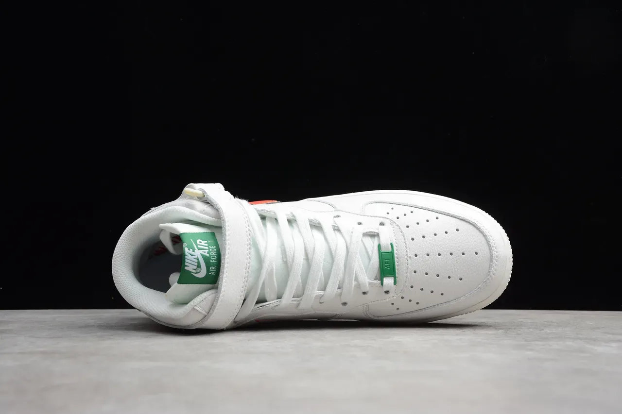 Nike Air Force 1 High Strap أبيض برتقالي أخضر حذاء أسلوب حياة 2