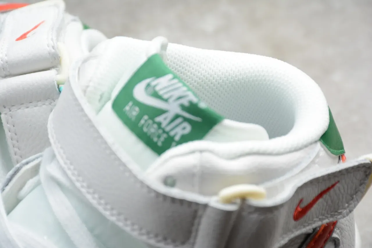 Nike Air Force 1 High Strap أبيض برتقالي أخضر حذاء أسلوب حياة 8