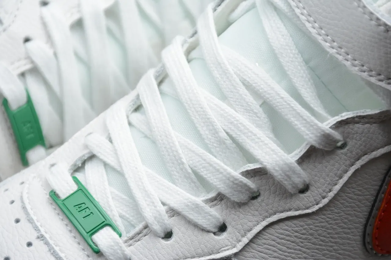 Nike Air Force 1 High Strap أبيض برتقالي أخضر حذاء أسلوب حياة 9