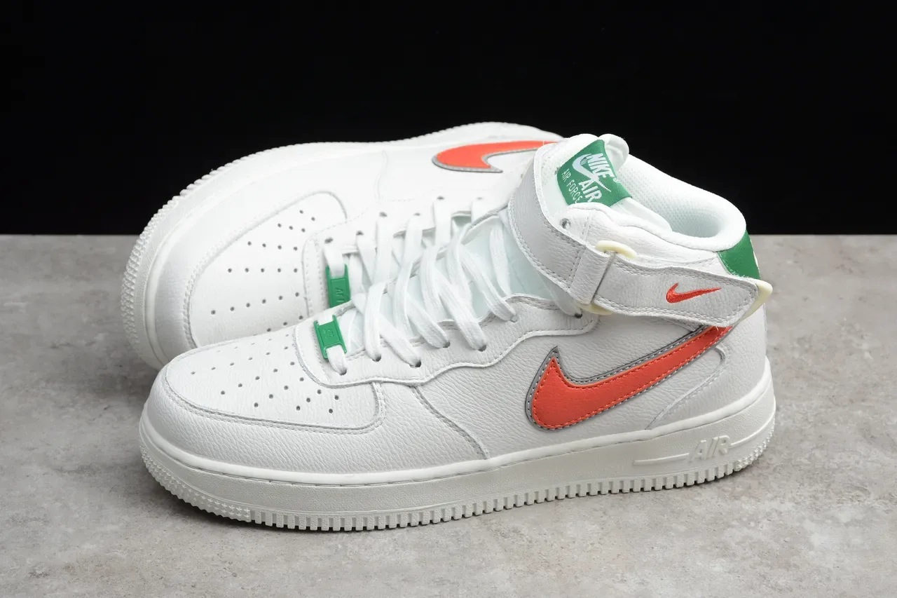 Nike Air Force 1 High Strap أبيض برتقالي أخضر حذاء أسلوب حياة 11