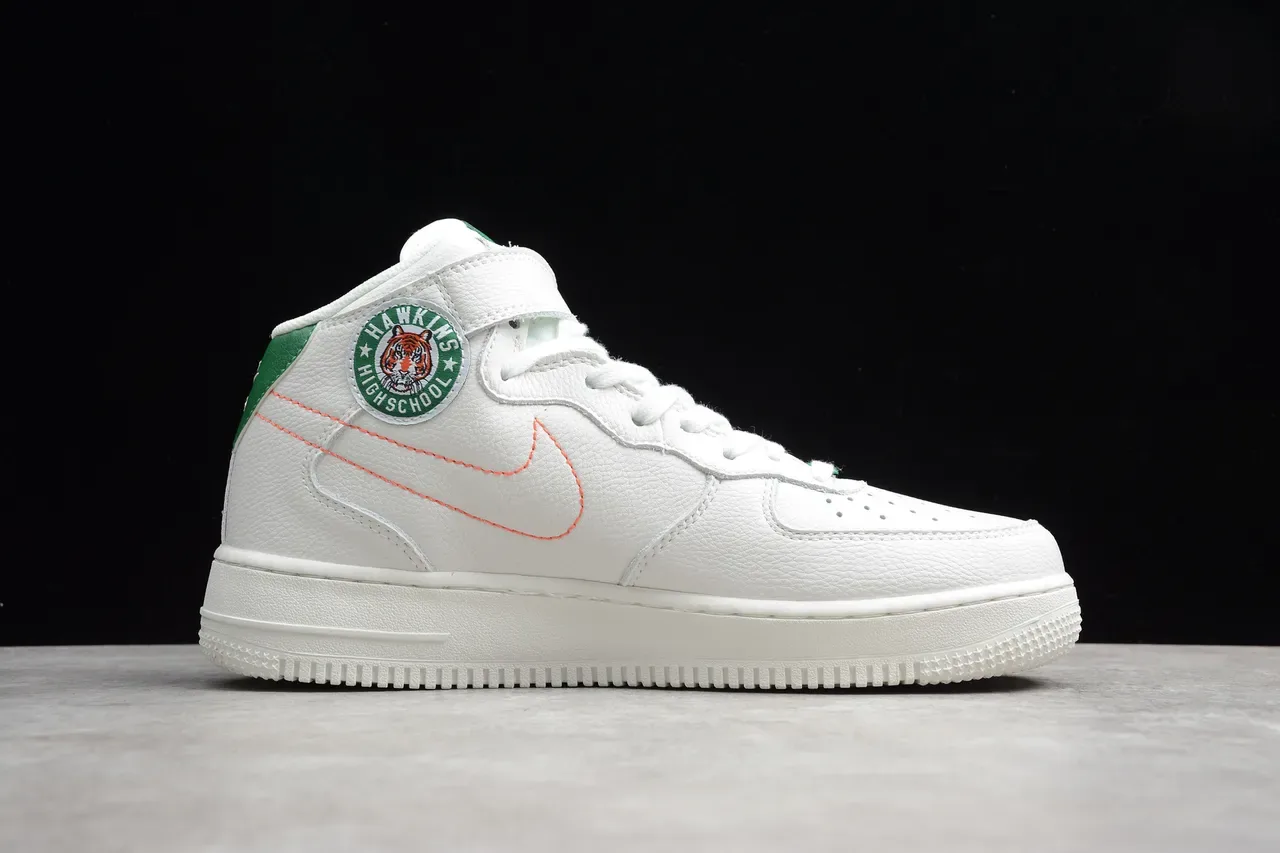 Nike Air Force 1 High Strap أبيض برتقالي أخضر حذاء أسلوب حياة 14