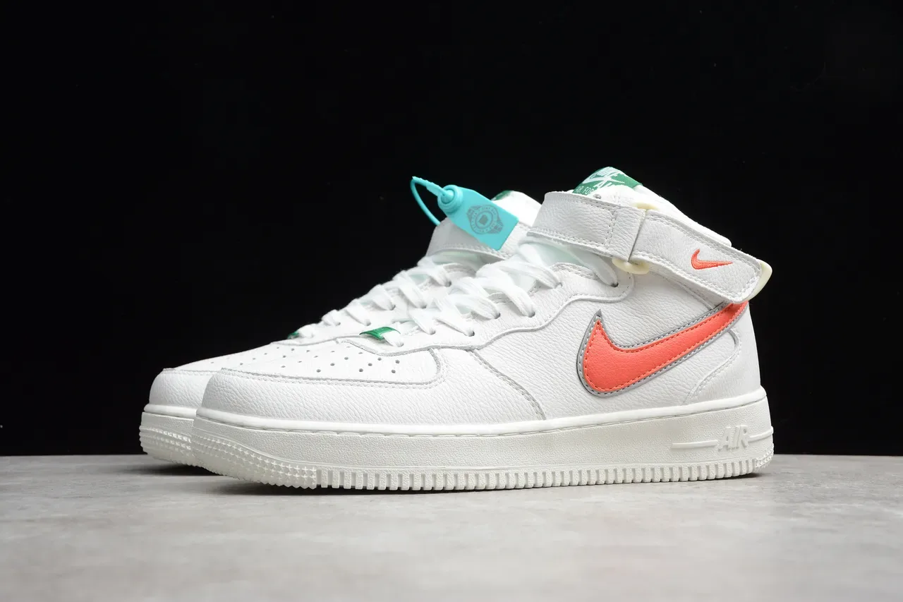 Nike Air Force 1 High Strap أبيض برتقالي أخضر حذاء أسلوب حياة 15