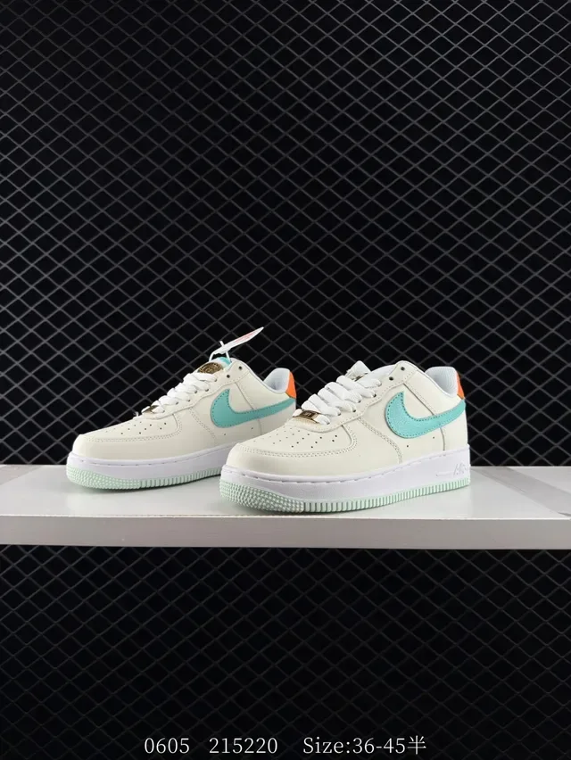 Nike Air Force 1 Low Off-White Teal Orange Lifestyle Sneakers 3