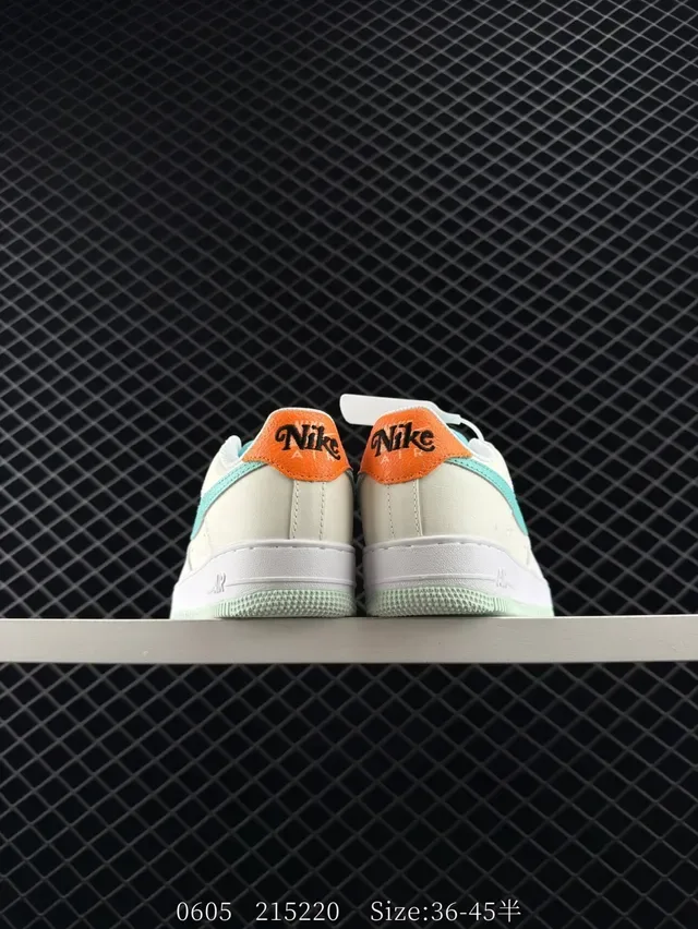 Nike Air Force 1 Low Off-White Teal Orange Lifestyle Sneakers 4