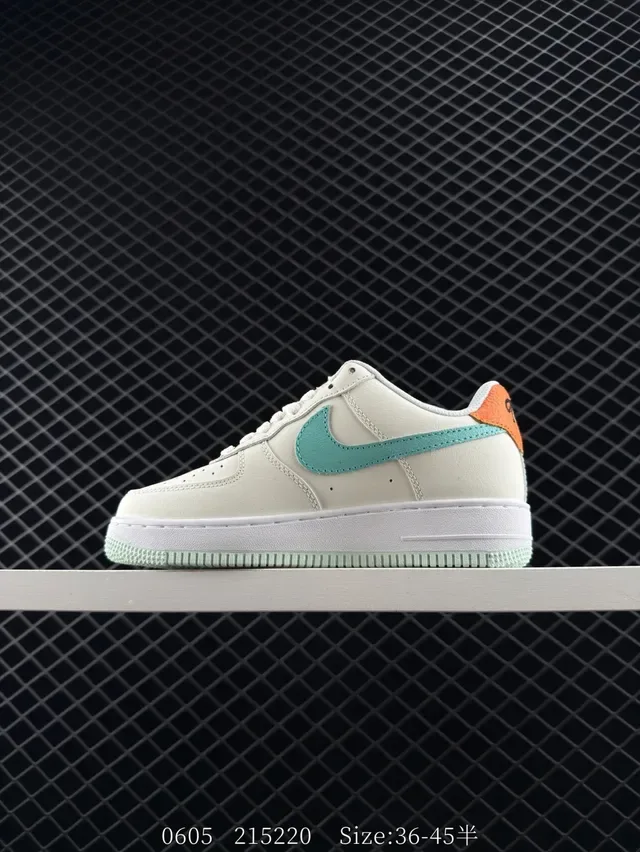 Nike Air Force 1 Low Off-White Teal Orange Lifestyle Sneakers 6