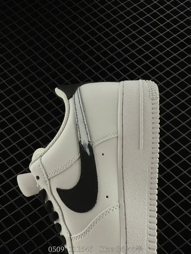 Nike Air Force 1 Low White Black Spray Midsole Lifestyle Sneakers 4