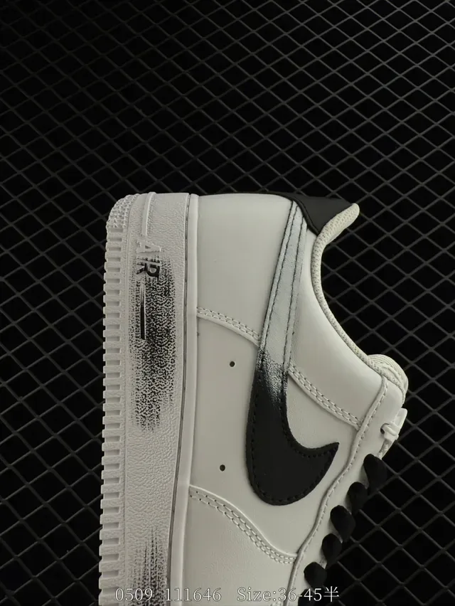 Nike Air Force 1 Low White Black Spray Midsole Lifestyle Sneakers 5