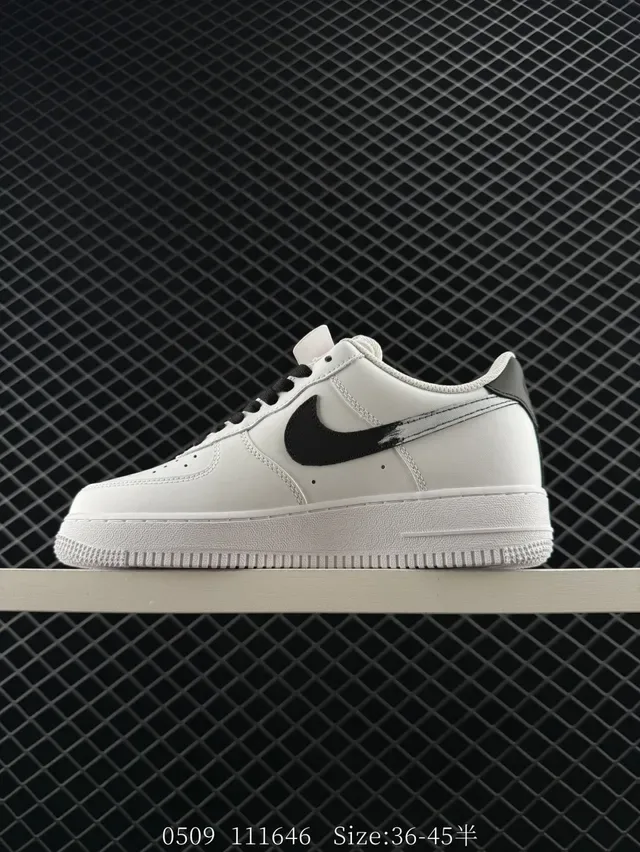 Nike Air Force 1 Low White Black Spray Midsole Lifestyle Sneakers 6
