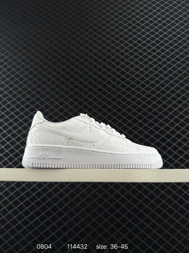 Nike Air Force 1 Low White Snakeskin Texture Lifestyle Sneakers 5