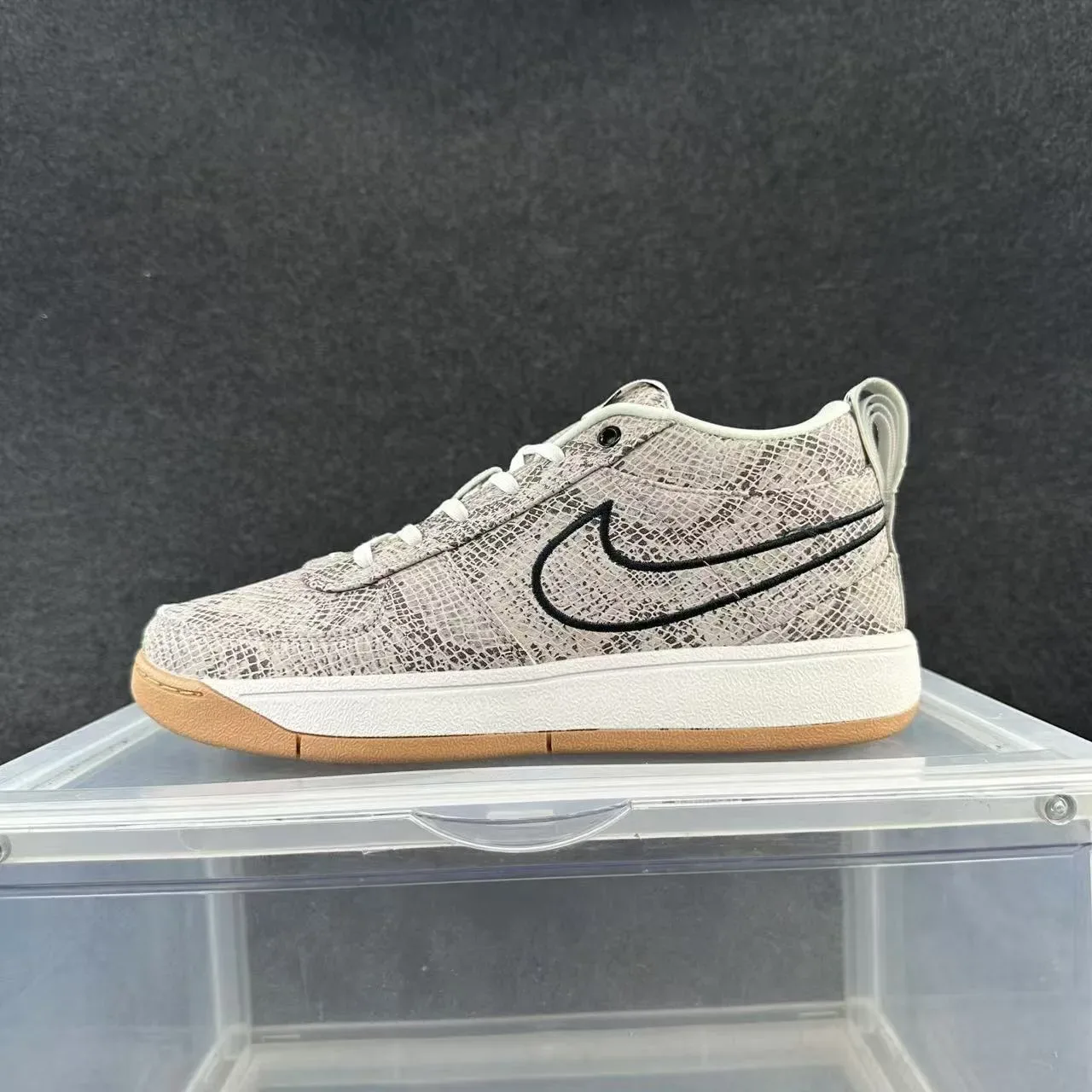 Nike Air Force 1 Mid Gray Brown Snake Skin Pattern Upper Silhouette Lifestyle Sneakers 2
