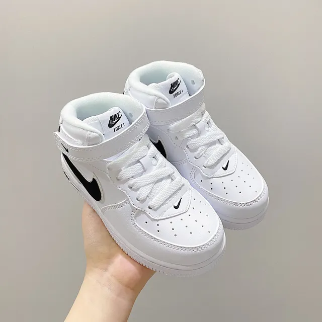 Nike Air Force 1 Mid Youth White Black Lifestyle Sneakers 4