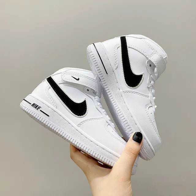 Nike Air Force 1 Mid Youth White Black Lifestyle Sneakers 6