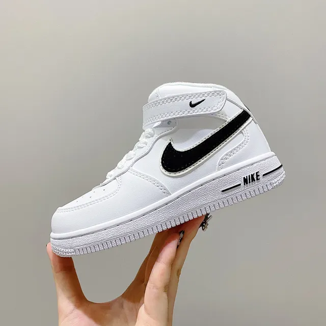 Nike Air Force 1 Mid Youth White Black Lifestyle Sneakers 7