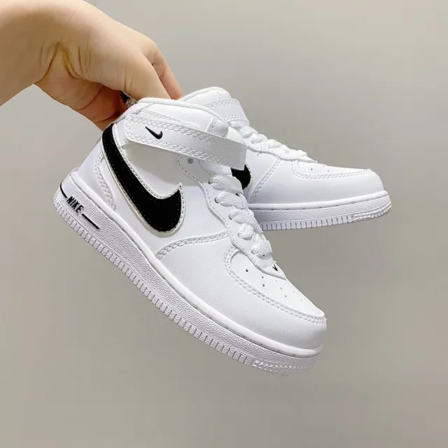 Nike Air Force 1 Mid Youth White Black Lifestyle Sneakers 8