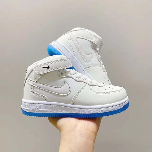 Nike Air Force 1 Mid Youth White Black Lifestyle Sneakers 12