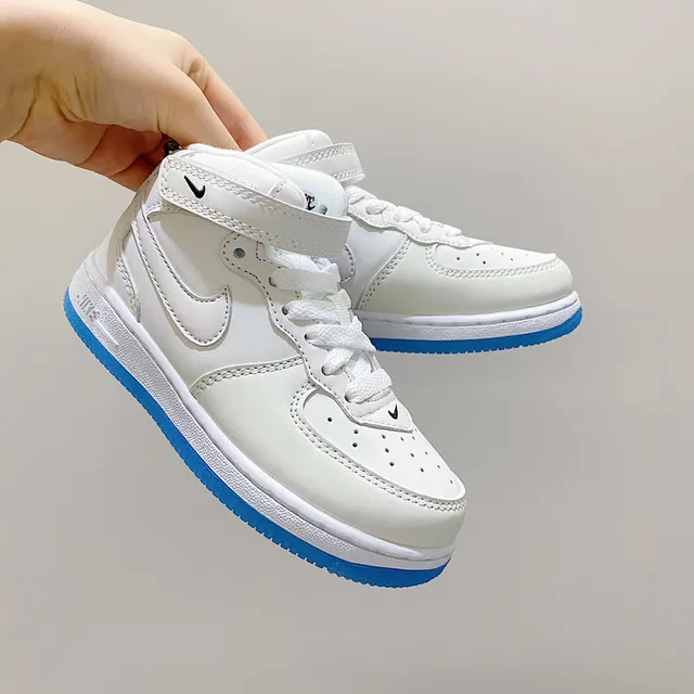 Nike Air Force 1 Mid Youth White Black Lifestyle Sneakers 17