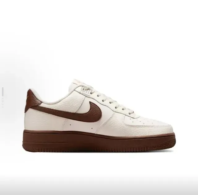 Nike Air Force 1 Off-White and Brown Lifestyle Sneakers 5
