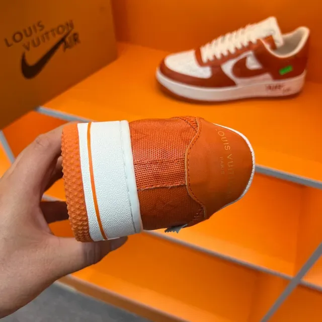 Nike Air Force 1 Orange and White Embossed Monogram Lifestyle Sneakers 2