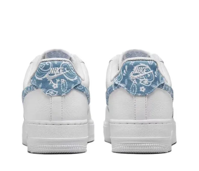 Nike Air Force 1 White and Blue Bandana Print Lifestyle Sneakers 3