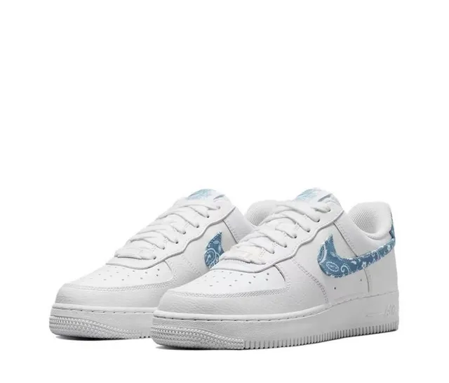 Nike Air Force 1 White and Blue Bandana Print Lifestyle Sneakers 5