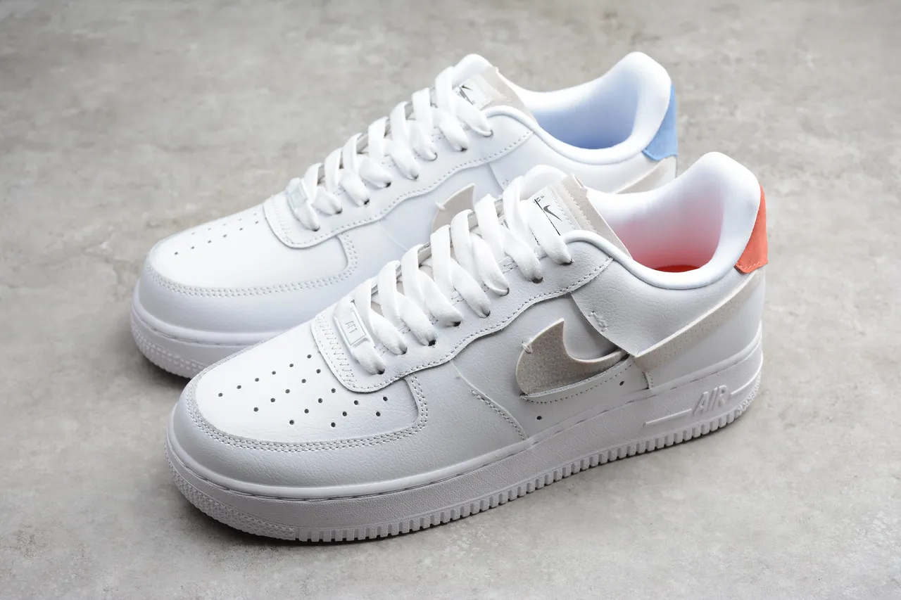 Nike Air Force 1 White Beige Orange Lifestyle Sneakers 10