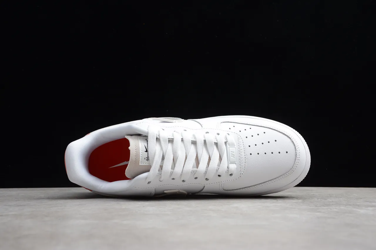 Nike Air Force 1 White Beige Orange Lifestyle Sneakers 13