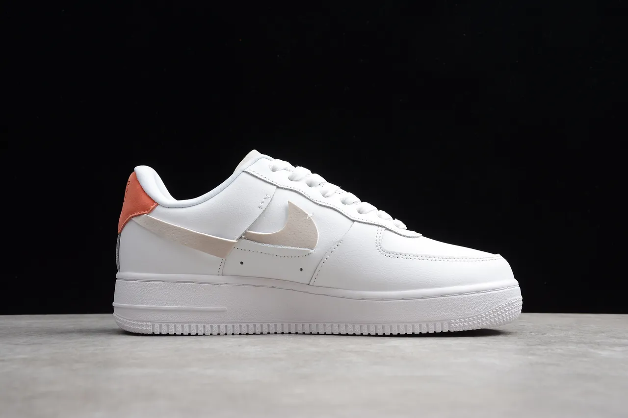 Nike Air Force 1 White Beige Orange Lifestyle Sneakers 14