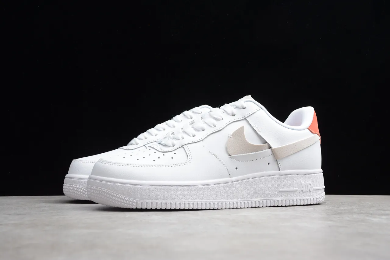 Nike Air Force 1 White Beige Orange Lifestyle Sneakers 15