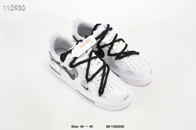 Nike Air Force 1 White Black Gray Paint-Splatter Lifestyle Sneakers 9