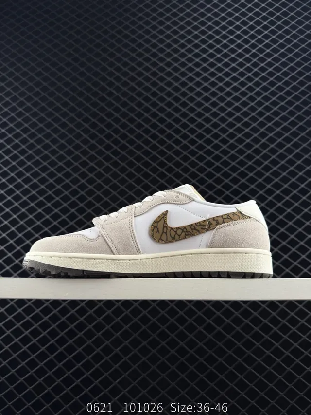 Nike Air Jordan 1 Low Beige Brown Suede-and-Leather-Panelled Lifestyle Sneakers 5