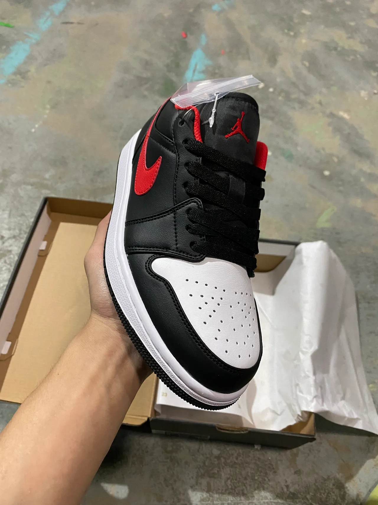 Nike Air Jordan 1 Low Black Red White Lifestyle Sneakers 2