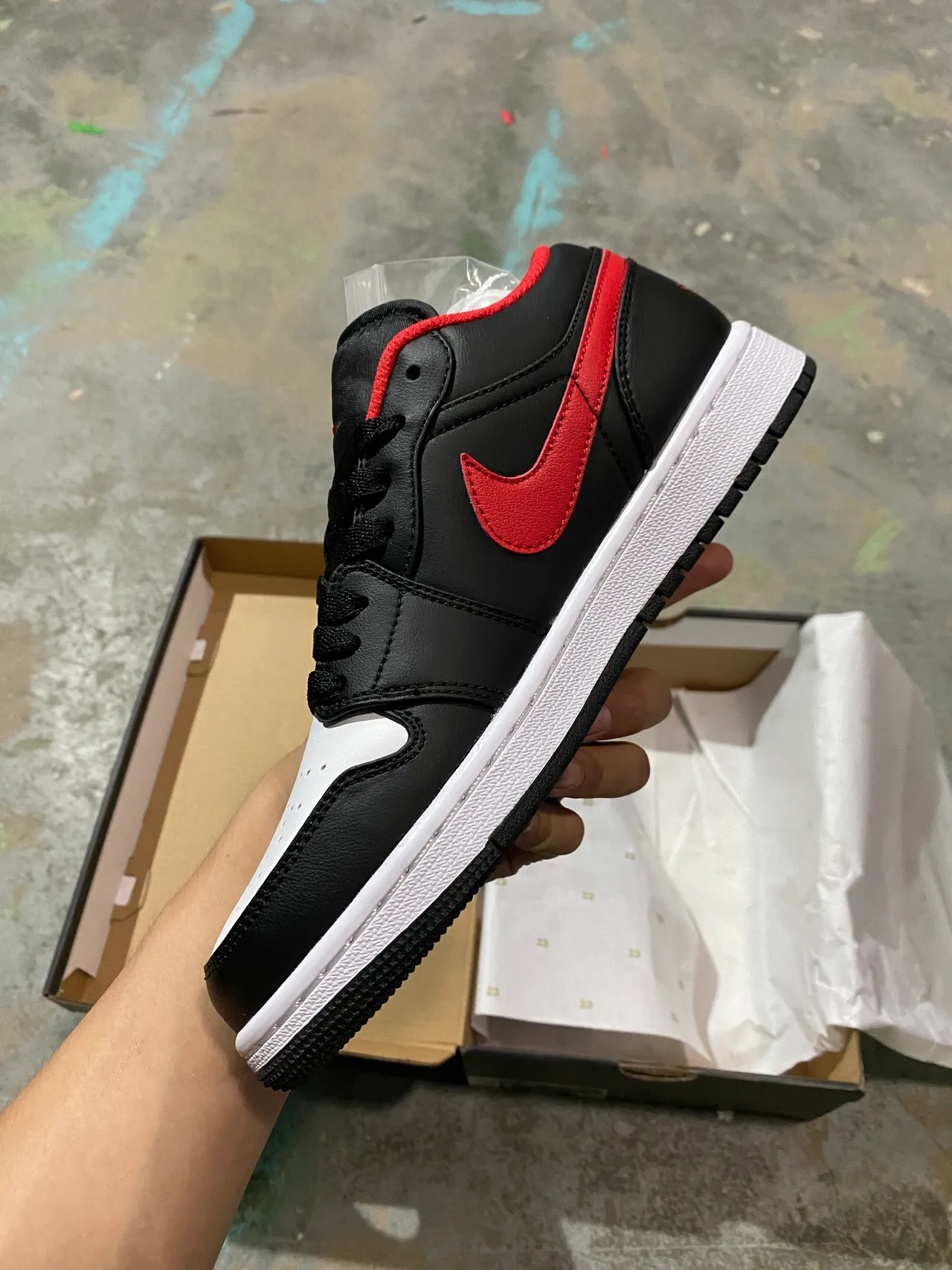 Nike Air Jordan 1 Low Black Red White Lifestyle Sneakers 4