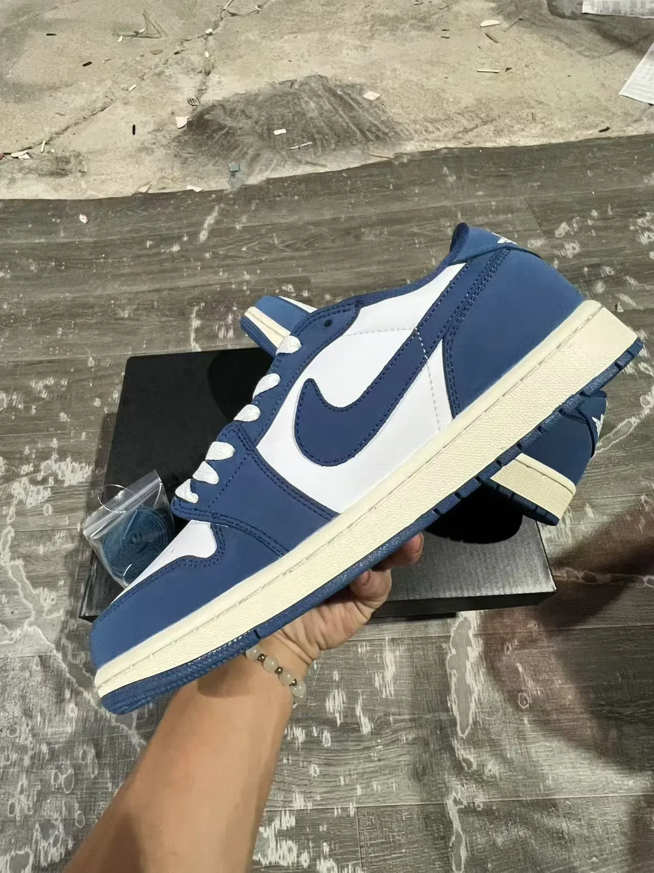 Nike Air Jordan 1 Low Blue and White Lifestyle Sneakers 5