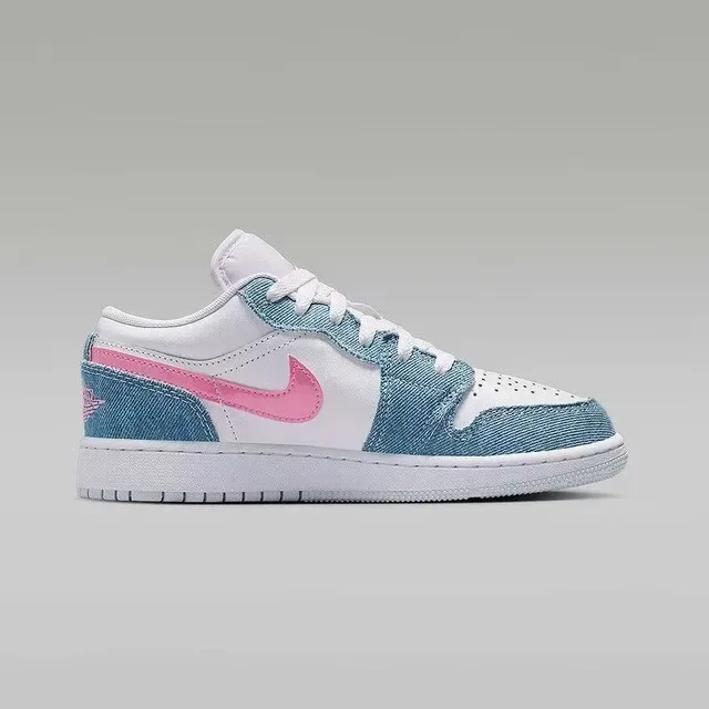 Nike Air Jordan 1 Low Denim Glitter Pink Lifestyle Sneakers 2