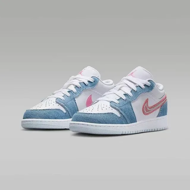 Nike Air Jordan 1 Low Denim Glitter Pink Lifestyle Sneakers 3