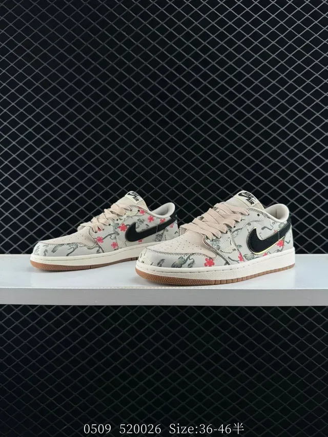 Nike Air Jordan 1 Low Floral Print Lifestyle Sneakers 2