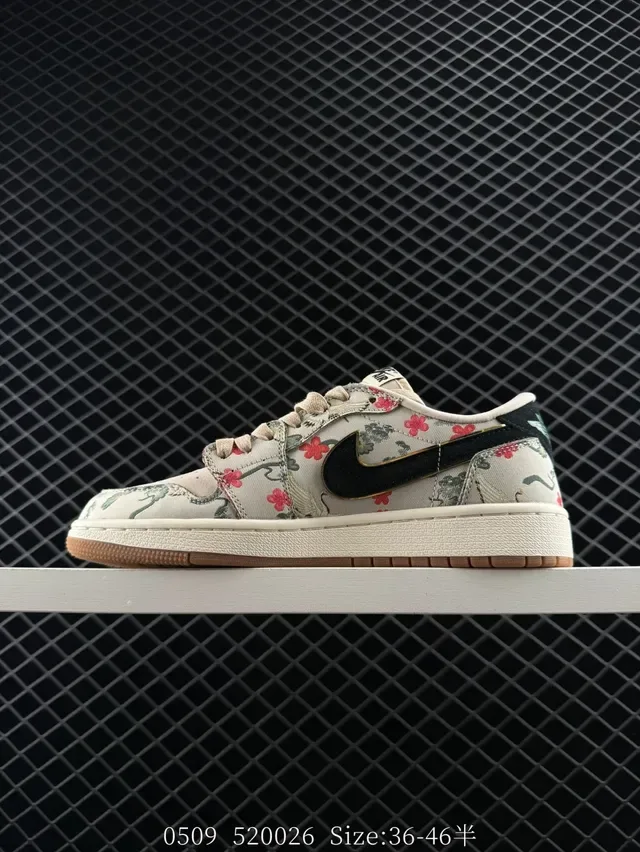 Nike Air Jordan 1 Low Floral Print Lifestyle Sneakers 4