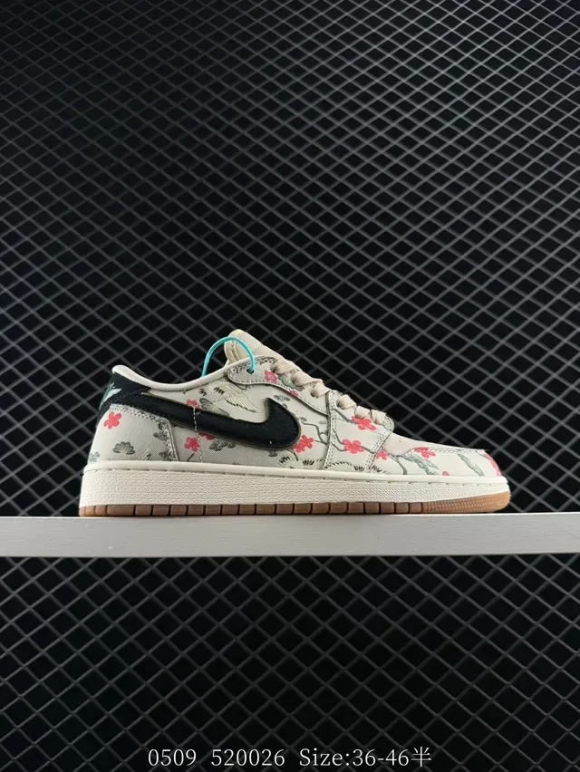 Nike Air Jordan 1 Low Floral Print Lifestyle Sneakers 5