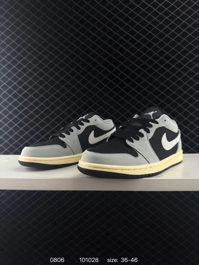 Nike Air Jordan 1 Low Gray and Black Lifestyle Sneakers 3