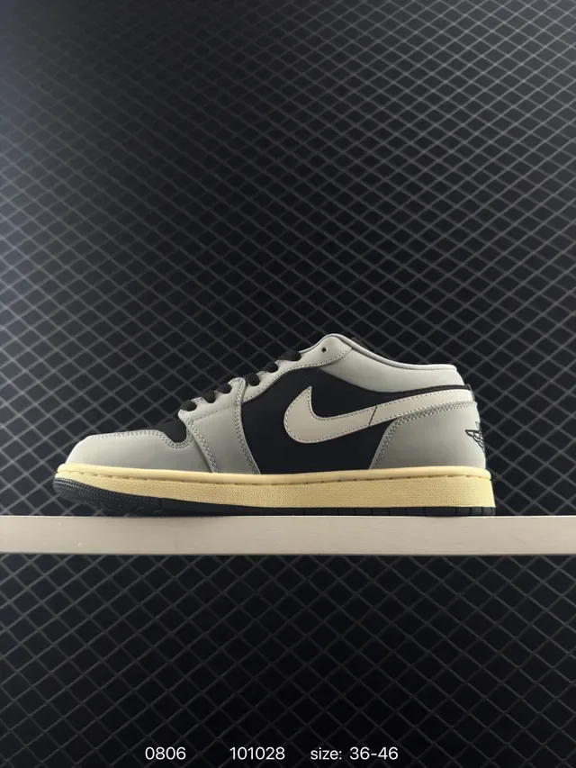 Nike Air Jordan 1 Low Gray and Black Lifestyle Sneakers 6