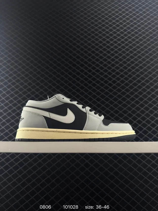 Nike Air Jordan 1 Low Gray and Black Lifestyle Sneakers 7